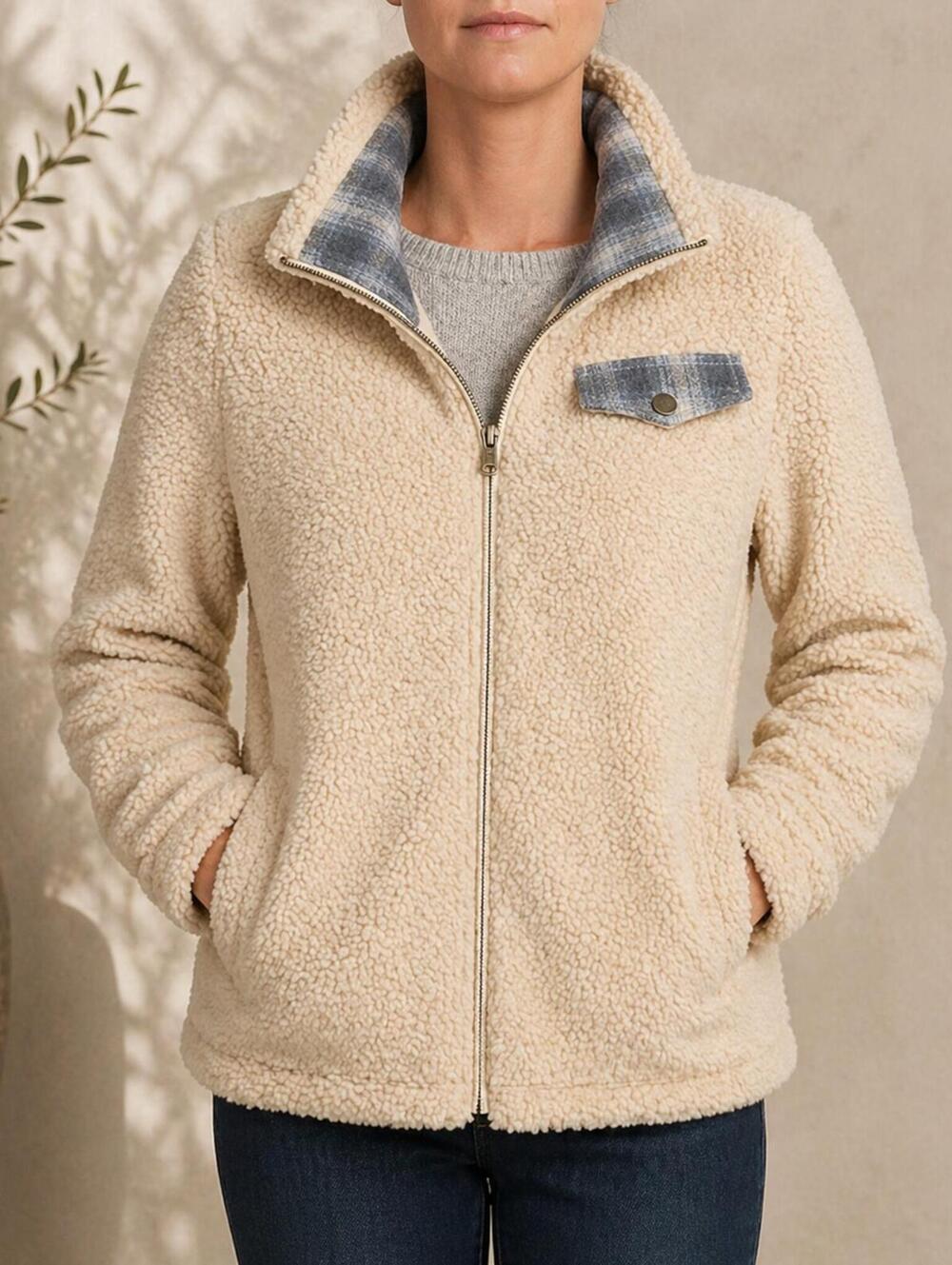 Pendleton Sherpa Jacket L Beige Wool Blend Western Cozy Cabincore Fuzzy Zip